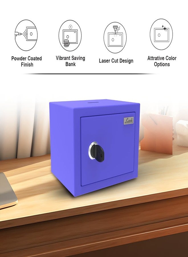 Link Smart 2 Litres Gullak Safe Locker for Home & Office| 3-Year Warranty| Mechanical Key, CRCA Material, Laser Cut Design| Vibrant Saaving Bank| Weight : 0.9 Kg| Ocean Blue - Image 3